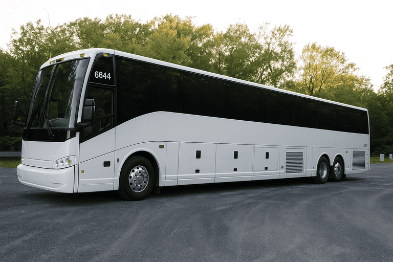 exterior of Charter Bus Rental Tacoma coach bus